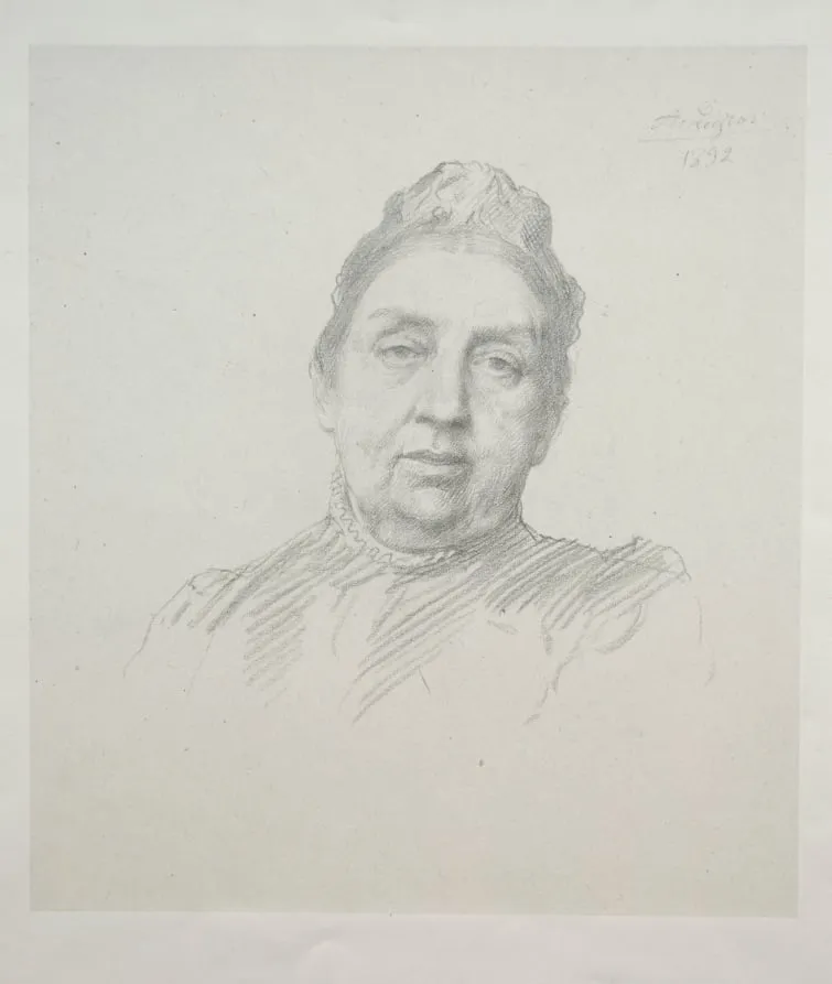 Portrait of Madame Kemp, Front View (3rd Plate), by Alphonse Legros, 1892