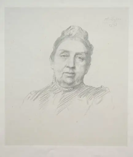 Portrait of Madame Kemp, Front View (3rd Plate), by Alphonse Legros