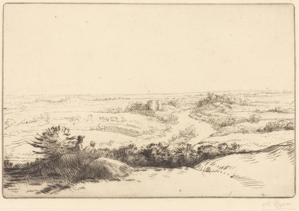 Prospect (Le point de vue), by Alphonse Legros, ink, 1874