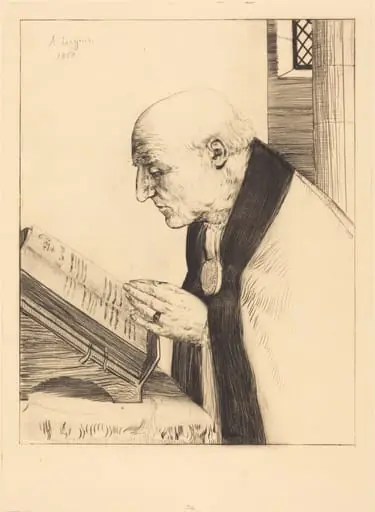 Reading of the Office of the Day (La lecture de l'office), by Alphonse Legros