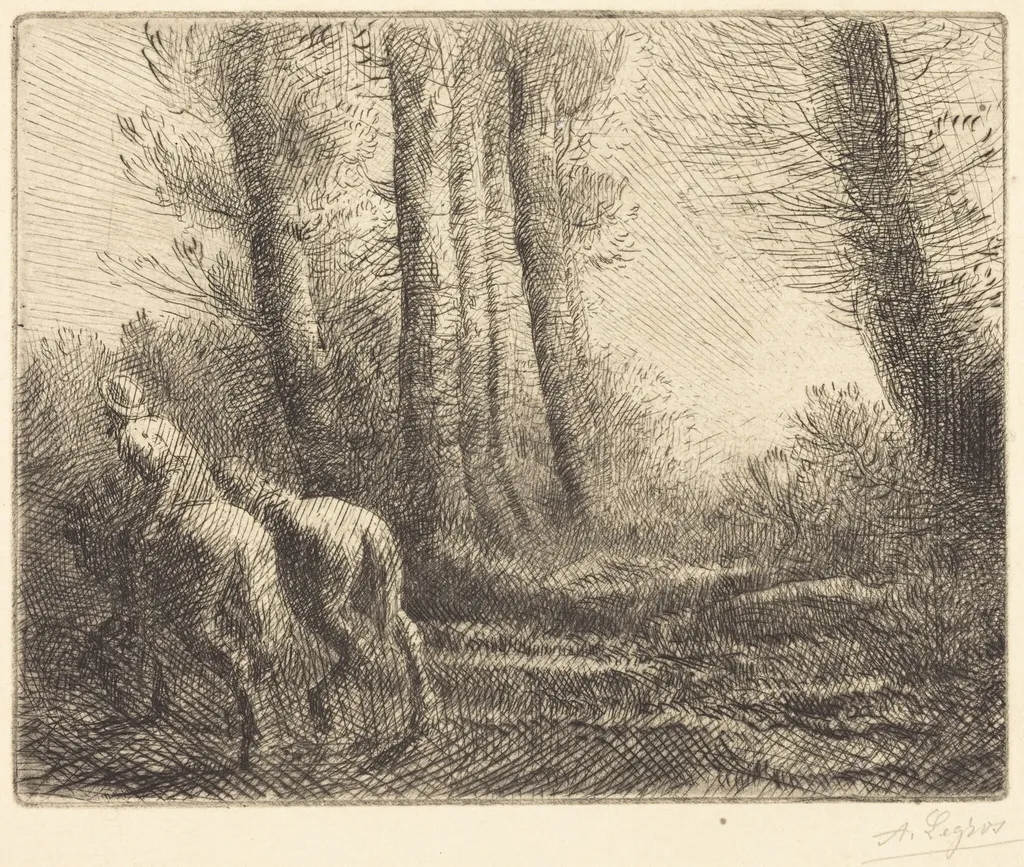 Return from the Plowing (Le retour de labourage), by Alphonse Legros, ink, 1874