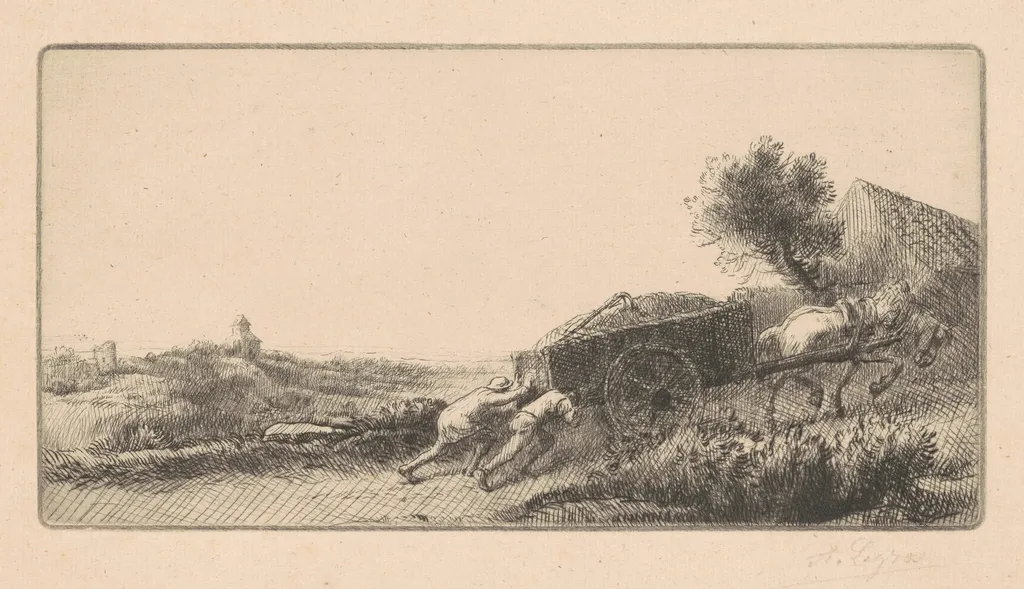 Returning with the Hay (Rentrant le Foin), by Alphonse Legros, ink, 1897