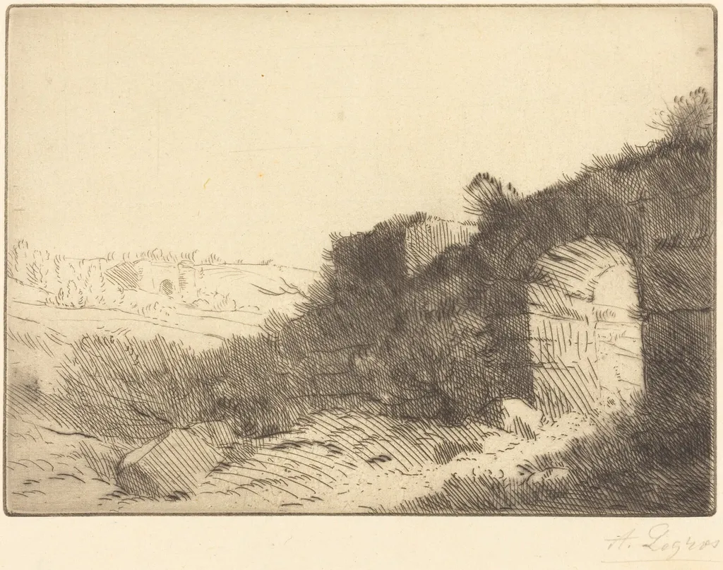 Roman Ruin (Ruine romaine), by Alphonse Legros, ink, 1874