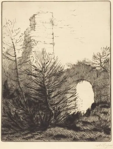 Ruins of a Monastery (Les ruines du monastere), by Alphonse Legros
