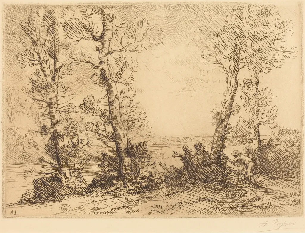 Salmon Fisher (Le pecheur du saumon), by Alphonse Legros, ink, 1874