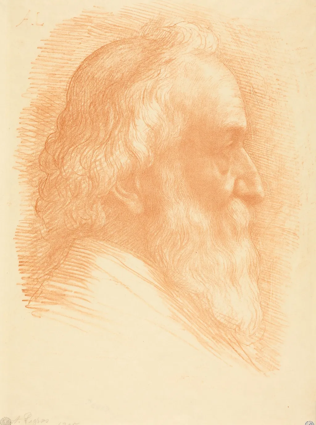 Self-Portrait, 10th plate, by Alphonse Legros, ink, 1905
