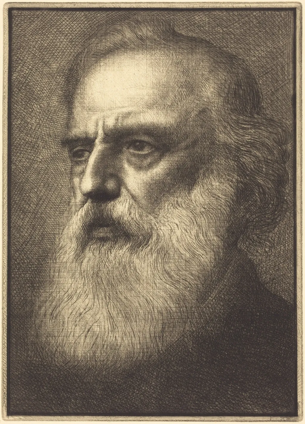 Self-Portrait, 4th plate, by Alphonse Legros, ink, 1874