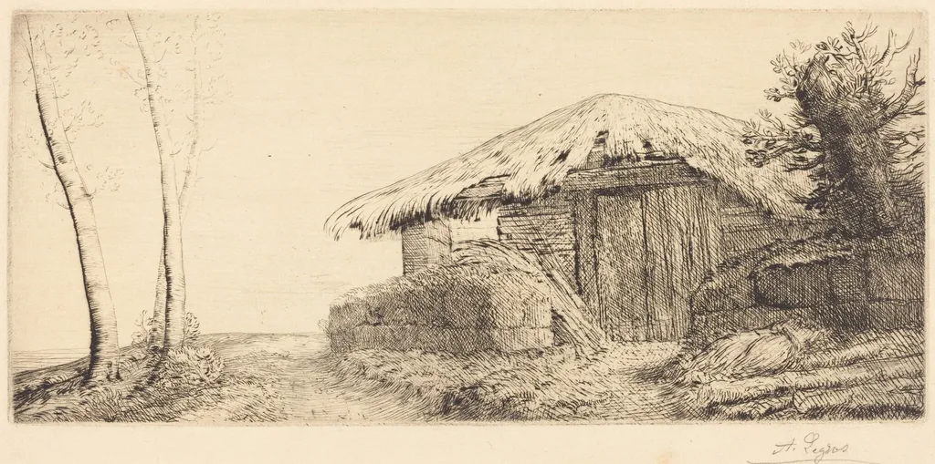 Shepherd's Hut on a Hillside (Bergerie sur le coteau), by Alphonse Legros, ink, 1874