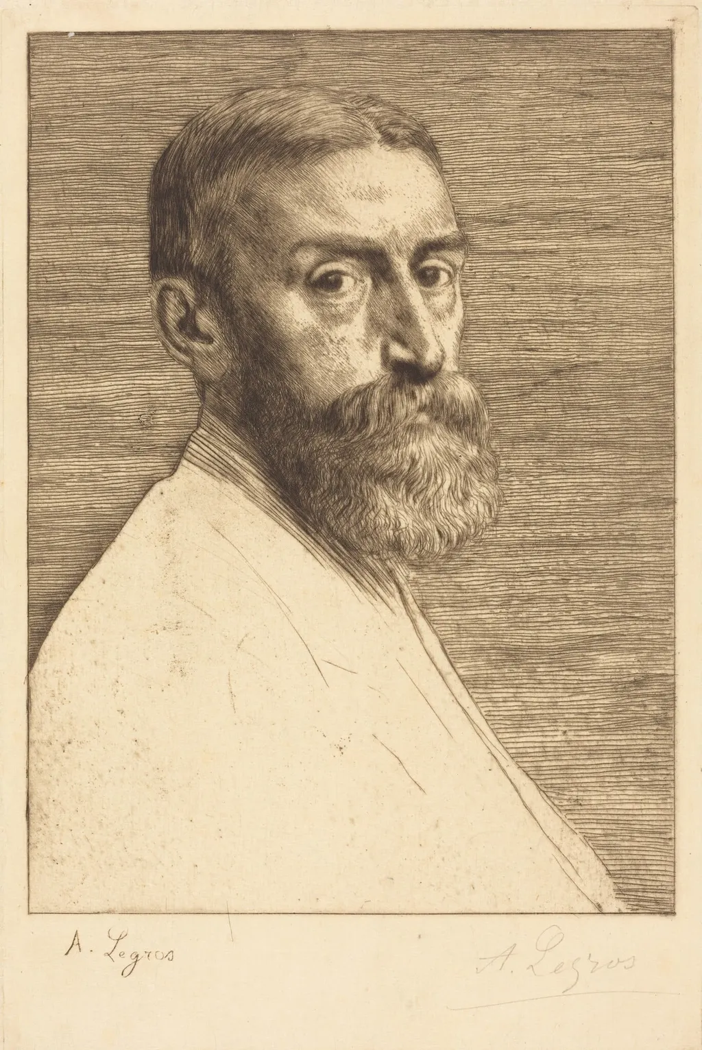 Sir E.J. Poynter, P.R.A., by Alphonse Legros, ink, 1877
