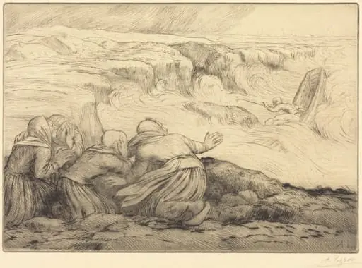 Small Boat in Peril (Barque en peril), by Alphonse Legros