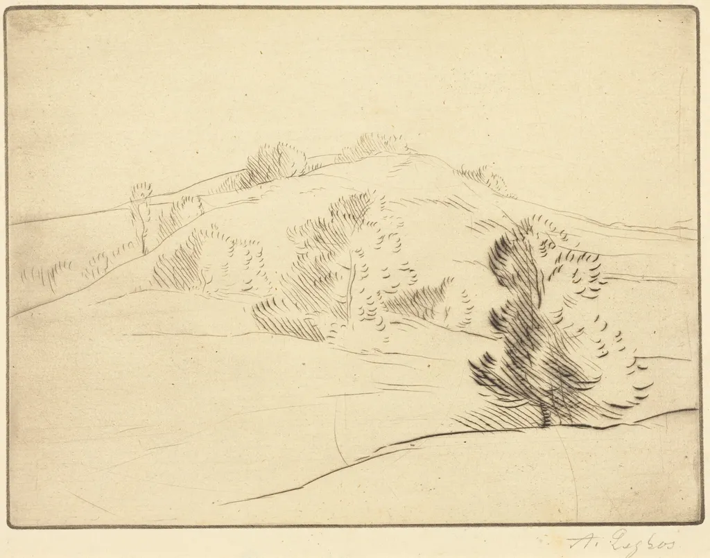 Small Hill (Le coteau), by Alphonse Legros, ink, 1874
