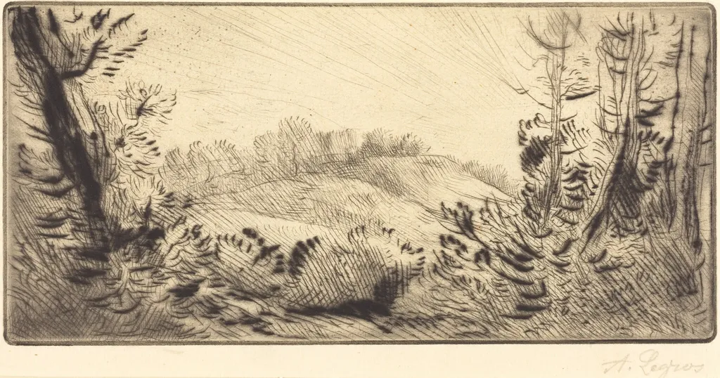 Small Hill (Le coteau), by Alphonse Legros, ink, 1874