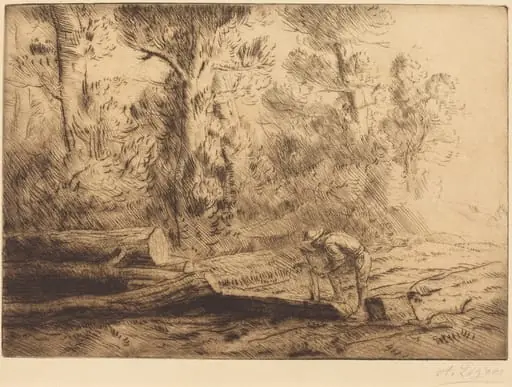 Squaring Logs (Homme que fend des buches), by Alphonse Legros