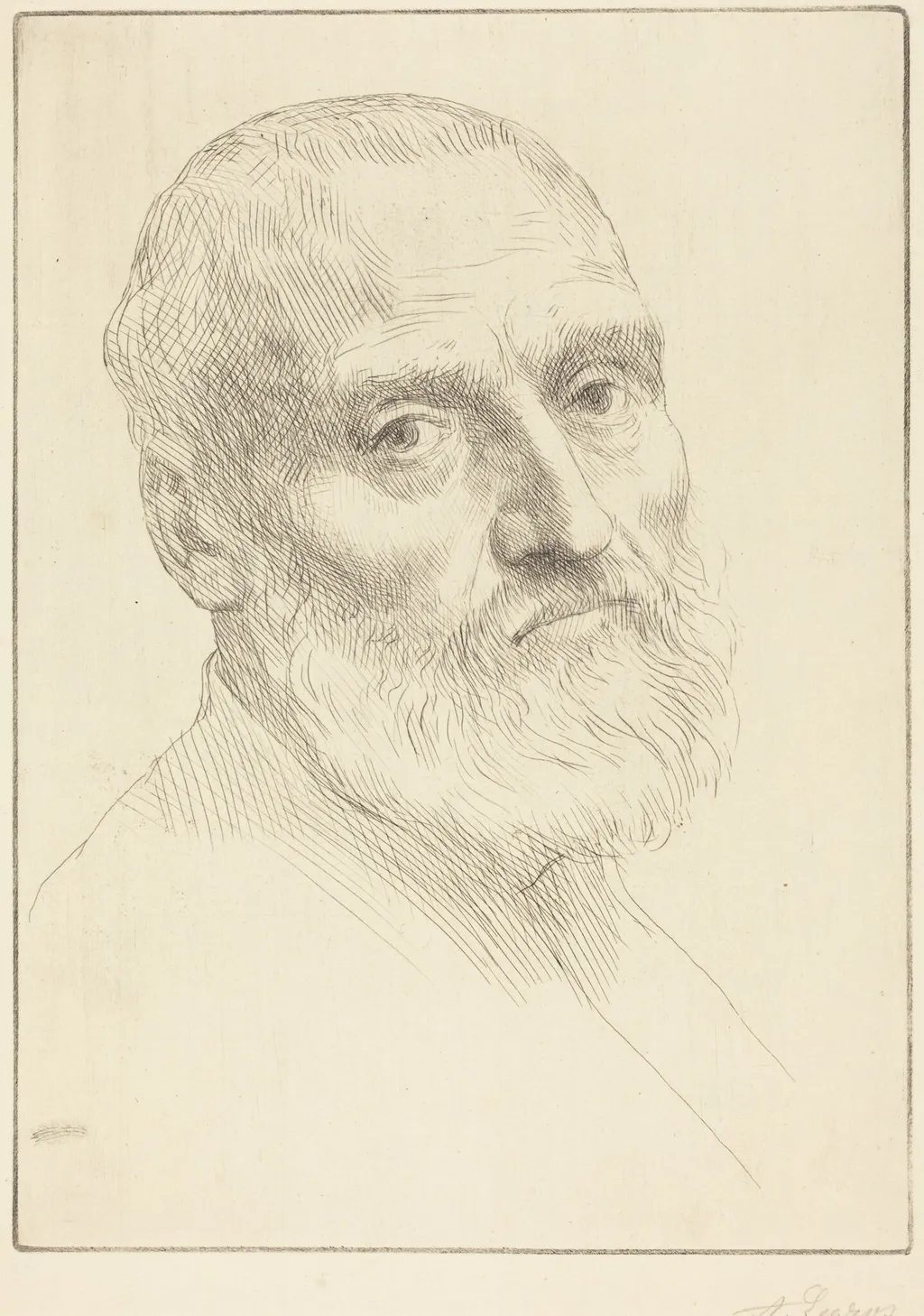 Study for Head of a Man (Etude de tete d'homme), by Alphonse Legros, ink, 1874