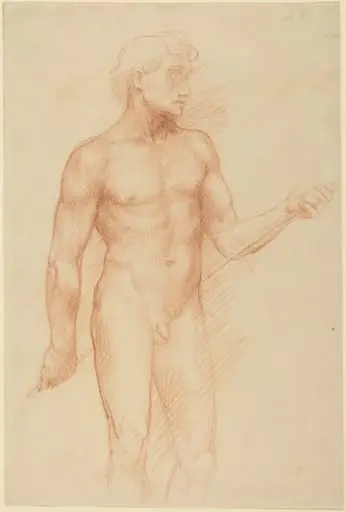 Study of a Man's Figure, Holding Rod behind Back, by Alphonse Legros