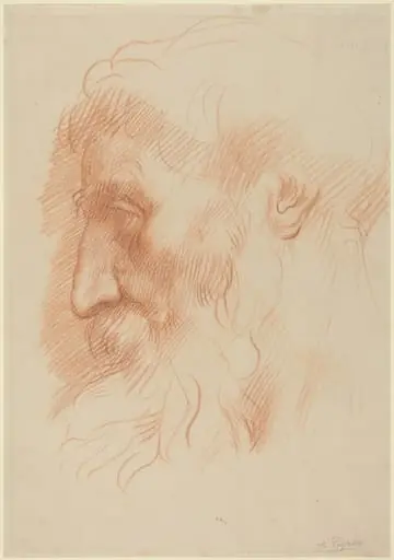 Study of a Man's Head [recto], by Alphonse Legros