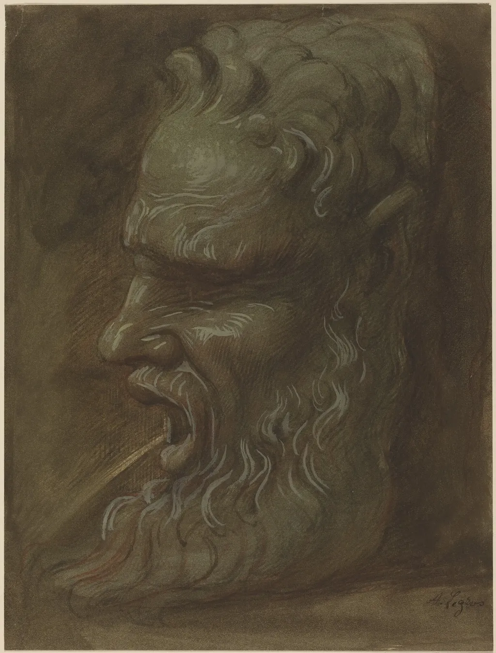 Study of a Mask, by Alphonse Legros, 1874