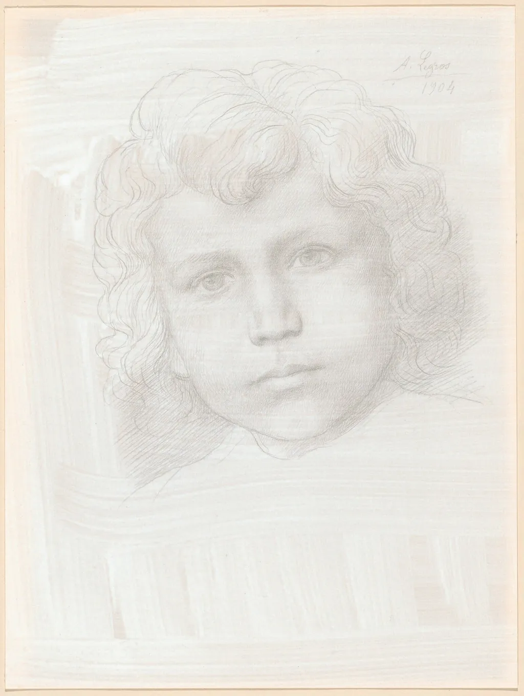 Study of Cupid (Head of a Girl), by Alphonse Legros, gold, 1904