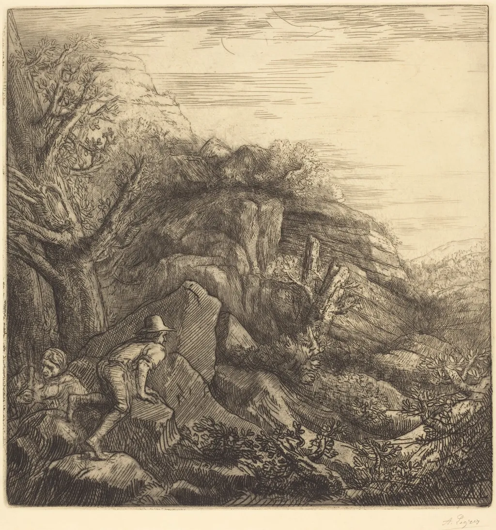 Sunrise (Un lever de soleil), by Alphonse Legros, ink, 1874