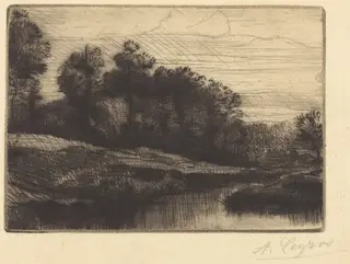Sunset (Le soir (Coucher de soleil)), by Alphonse Legros, 1874