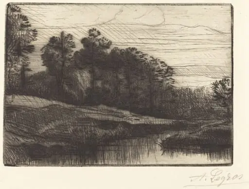 Sunset (Le soir (Coucher de soleil)), by Alphonse Legros