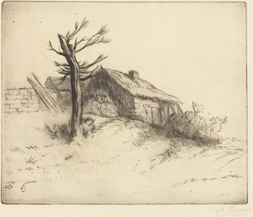 Thatched Cottage (Chaumiere), by Alphonse Legros
