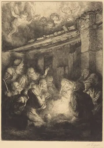 The Adoration of the Shepherds (L'adoration des bergers), by Alphonse Legros