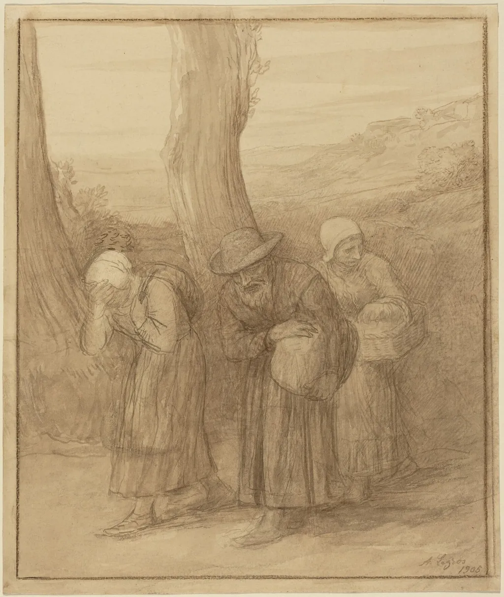 The Departure, by Alphonse Legros, ink, 1905