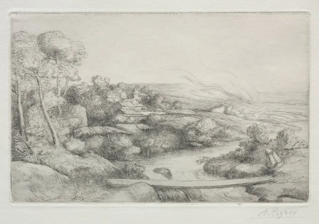 The Footbridge (La Passerelle), by Alphonse Legros, 1884