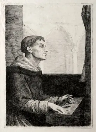 The Monk at the Organ, by Alphonse Legros, 1870