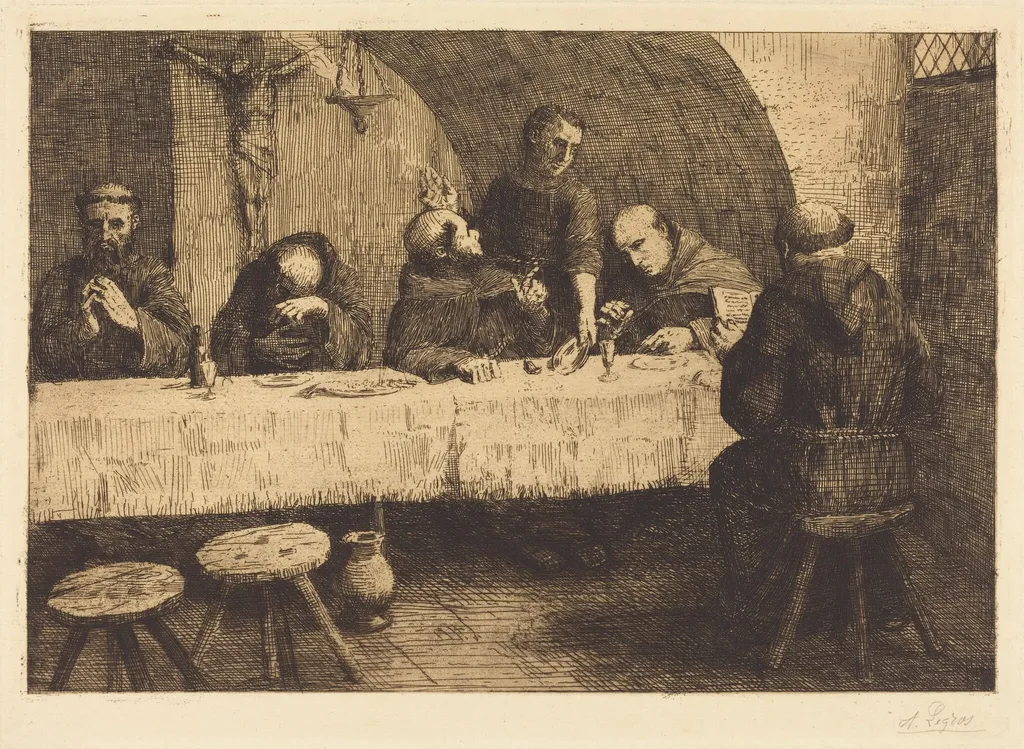 The Refectory (Le refectoire), by Alphonse Legros, ink, 1874
