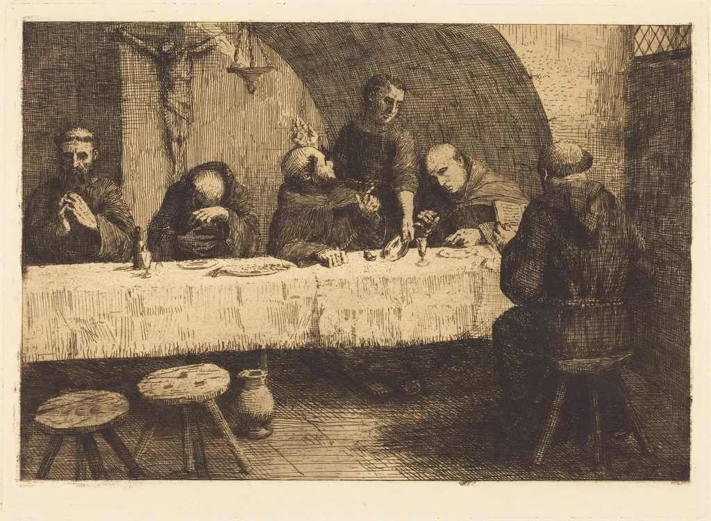 The Refectory (Le refectoire), by Alphonse Legros, ink, 1874