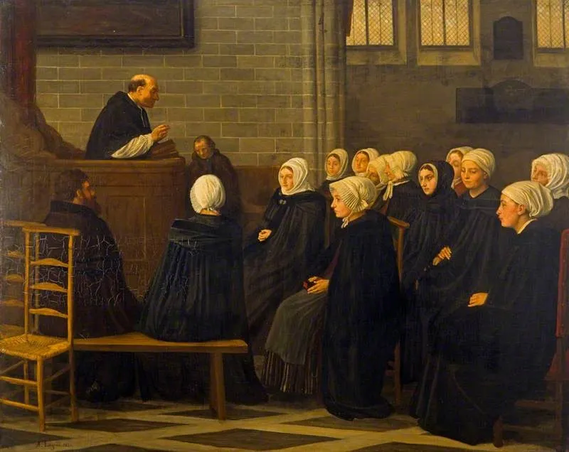 The Sermon, by Alphonse Legros, oil, 1871