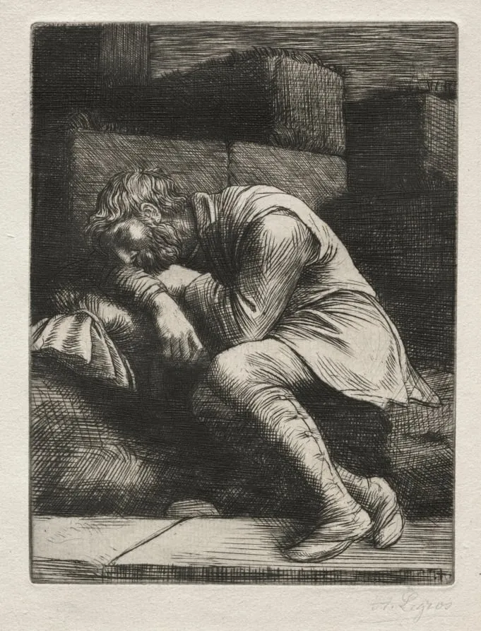 The Sleeping Beggar, by Alphonse Legros, 1884