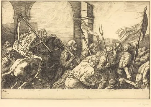 The Triumph of Death: Departure (Le triomphe de la mort: Le depart), by Alphonse Legros
