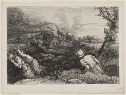 The Village in Flames (L'Incendie du Hameau), by Alphonse Legros