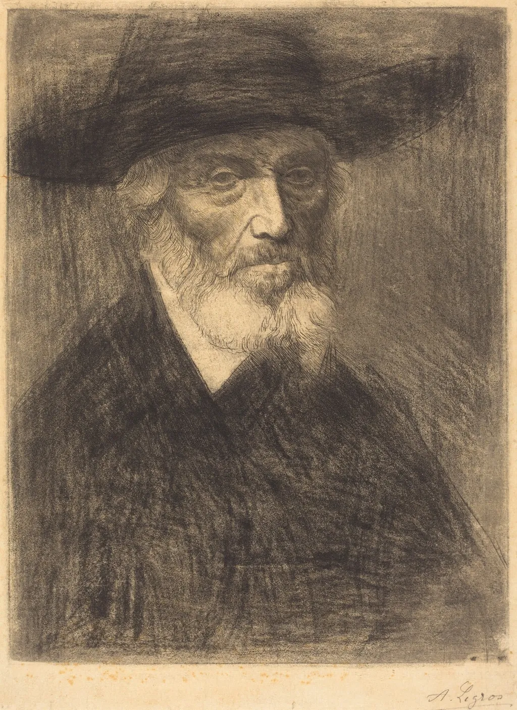 Thomas Carlyle, by Alphonse Legros, ink, 1874