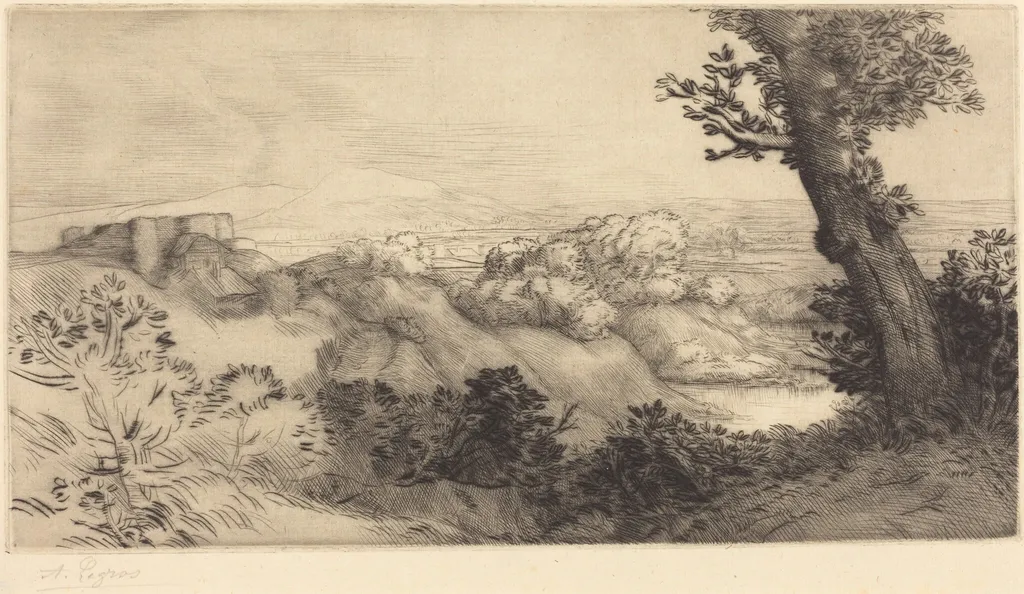 Top of the Hill (Le haut de la colline), by Alphonse Legros, ink, 1874