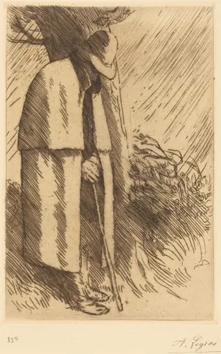 Traveler taking Shelter (Le voyageur a l'abri), by Alphonse Legros