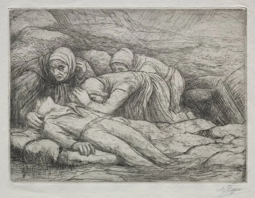 Triomphe de la Mort: La Mort chez une famille de Marins, by Alphonse Legros, 1884