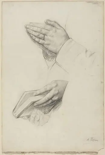 Two Studies of Hands, by Alphonse Legros