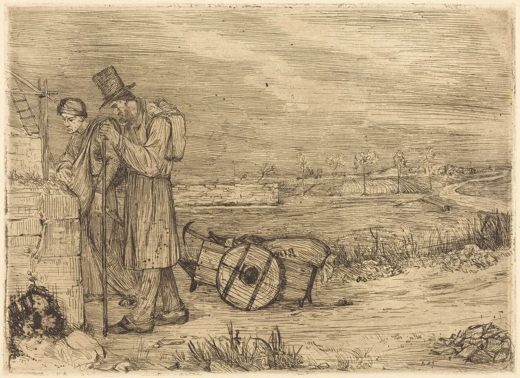 Vagabonds of Montrouge (Les vagabonds de Montrouge), by Alphonse Legros, ink, 1874