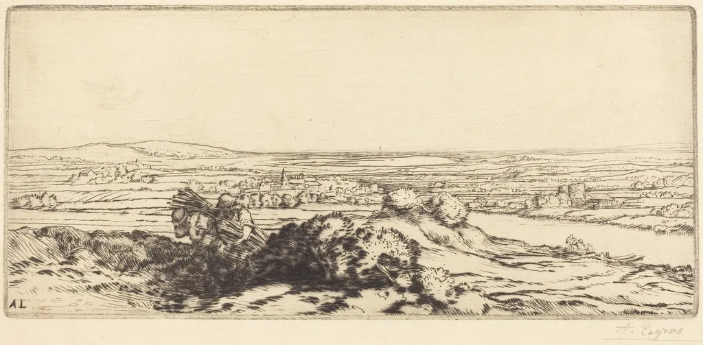 Valley of Dunes (La vallee des dunes), by Alphonse Legros, ink, 1874