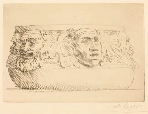 Vase with Grotesques (Le vase aux masques), by Alphonse Legros