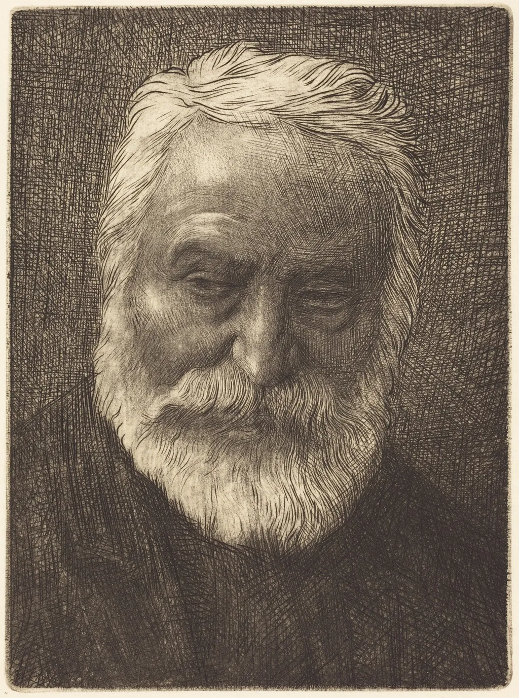 Victor Hugo, 2nd plate, by Alphonse Legros, ink, 1874
