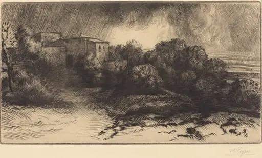 View of a Farm Seen in a Storm (La ferme de Brieux (Effet d'orage)), by Alphonse Legros