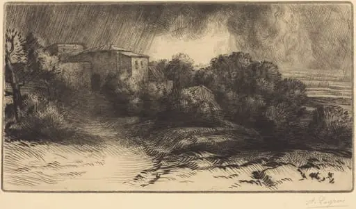 View of a Farm Seen in a Storm (La ferme de Brieux (Effet d'orage)), by Alphonse Legros