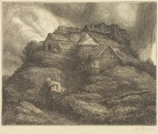 Village of Saint-Pierre during a Storm (Village de Saint-Pierre; Effet d'orage), by Alphonse Legros