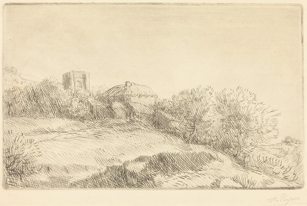 Village (Un village), by Alphonse Legros, ink, 1874