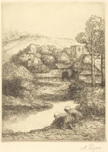Wash-house, called "The Washerwomen" (Le lavoir, dite "Les Laveuses"), by Alphonse Legros